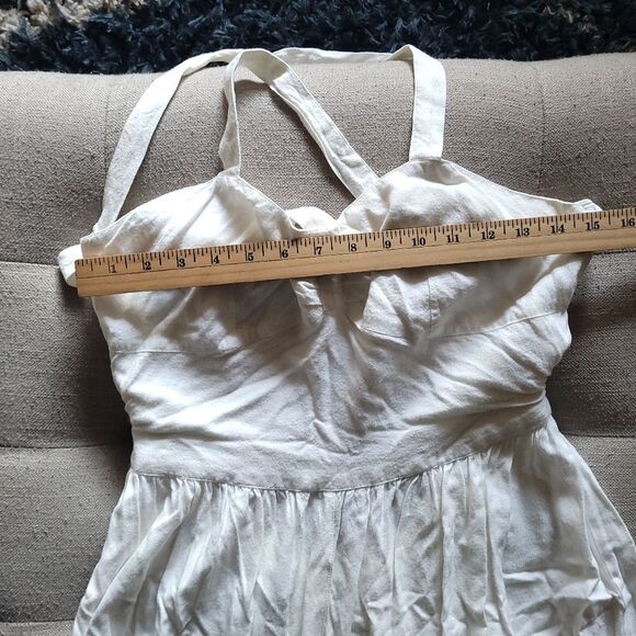 Newport News Boho White Tie Back Dress Light Weight Summer Style Womens 8 - Picture 10 of 13